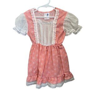 Girls vintage Lil Airess union made dress 6 1600-E Pink Ruffle Lace 1940/1950s